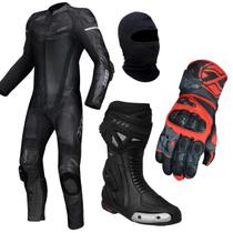 Kit X11 Macacão Apex 1 Peça Preto Bota Race Pro Luva Racing Kit X11 Macacão Apex 1 Peça Preto Bota Race Pro Luva Racing