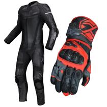 Kit X11 Macacão Apex 1 Peça Preto Luva Racing Carbon Preto