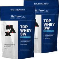 Kit x2 Top Whey Protein 3w Performance Morango 1,8kg Max Titanium