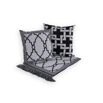 Kit Xale Com Almofadas Grécia Jacquard Dupla Face 5 Peças Kit Xale Com Almofadas Grécia Jacquard Dupla Face 5 Peças