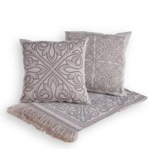 Kit Xale Com Almofadas Grécia Jacquard Dupla Face 5 Peças Kit Xale Com Almofadas Grécia Jacquard Dupla Face 5 Peças