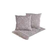 Kit Xale Para Sofá Com Franja Grécia 5 Peças 1,35m X 1,35m 60% Algodão 40% Poliéster Tecido Jacquard Cáqui