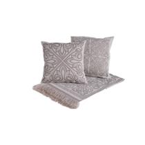 Kit Xale Para Sofá Com Franja Grécia 5 Peças Acompanha Almofadas Cheias