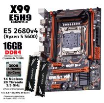 Kit Xeon X99 Gaming + Xeon E5 2680v4 14 Núcleos (Ryzen 5 5600) + 16GB DDR4