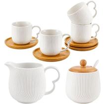 Kit Xícara Café 90ml Oasis 4 Peças Cremeira Açucareiro Mesa Kit Xícara Café 90ml Oasis 4 Peças Cremeira Açucareiro Mesa