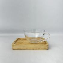 Kit Xícara de Chá Café Pires Retangular de Madeira Cafezinho Kit Xícara de Chá Café Pires Retangular de Madeira Cafezinho