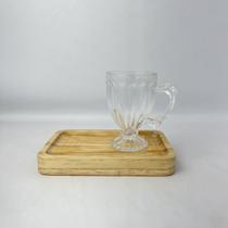 Kit Xícara de Chá Café Pires Retangular de Madeira Cafezinho Kit Xícara de Chá Café Pires Retangular de Madeira Cafezinho