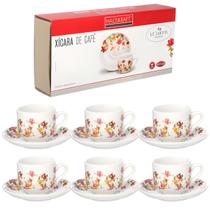 Kit Xícara de Porcelana para Café Le Jardin Com Pires - 6 Unidades - 90ml - Hauskraft Kit Xícara de Porcelana para Café Le Jardin Com Pires - 6 Unidades - 90ml - Hauskraft