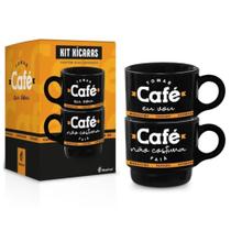 Kit Xicara Empilhada Dupla Onix Tomar Cafe Eu Vou 230ml Kit Xicara Empilhada Dupla Onix Tomar Cafe Eu Vou 230ml