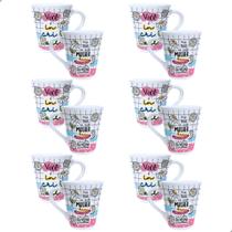 Kit Xícara louça dia das mulheres Porcelana Armário Cozinha - Chá/Café, Presentes e Decoração