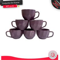 Kit Xícara Prisma Conjunto Jogo Com 6 Peças Londres Café Chá Premium 200ML - RR Porcelana
