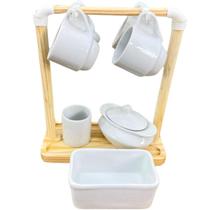 kit xicaras café 8 pçs porcelana branca com suporte kit xicaras café 8 pçs porcelana branca com suporte