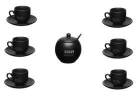 Kit Xícaras Café Cafezinho 90 ml e Açucareiro Preto Fosco Manhattan Hauskraft