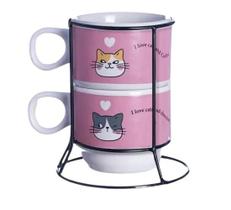 Kit Xicaras Com 2Peças 150Ml I Love Cats