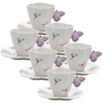 Kit Xícaras de Chá Borboletas (6 Peças - 200 ml) Branca