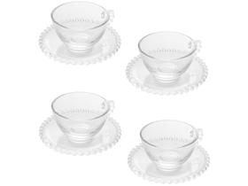 Kit Xícaras de Chá Pires Redondo Pearl (4 Peças - 180 ml) Cristal