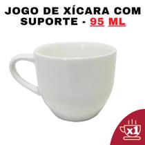 Kit Xícaras em Porcelana Branca 95ml Jogo de Chá e Café - Senhora Madeira