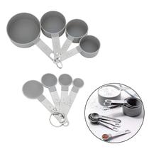 Kit Xícaras Medidoras Em Aço Inoxidável e Plástico Uso Culinário Especiarias Farinhas Confeitaria Utensílio Cozinha