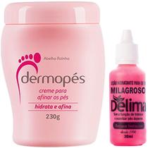 Kit Xô Pé Rachado Dermopés Creme Para Afinar Os Pés Rosa 230g 1 Loção Gota Milagrosa