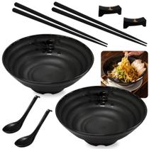 Kit Yakisoba com 2 Travessas 21cm + 2 Colheres + 2 Pares de Hashi + 2 Descanso de Hashi