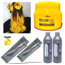 Kit Yellow Amarelo 1 Masc 250g 2 Tinta e 2 OX 30Vol Mairibel