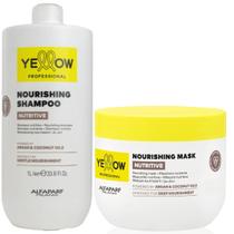 Kit Yellow Nutritive Alfaparf Shampoo 1000ml e Máscara 500ml Nutrição e Reparação para os Fios