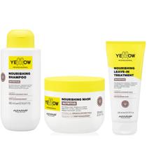 Kit Yellow Nutritive Alfaparf Shampoo 500ml Máscara 300ml Leave-in 200ml Nutrição e Reparação