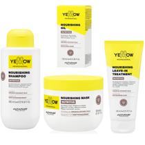 Kit Yellow Nutritive Alfaparf Shampoo Máscara Leave-in Óleo Capilar Nutrição e Reparação Completa