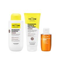 Kit Yellow Nutritive Tratamento Nutritivo - Shampoo 500ml + Leave-In 200ml + Óleo Capilar 100ml Kit Yellow Nutritive Tratamento Nutritivo - Shampoo 500ml + Leave-In 200ml + Óleo Capilar 100ml