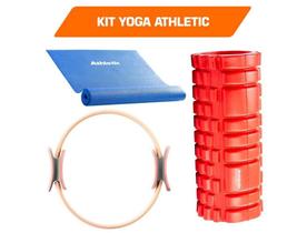 Kit yoga Athletic basic Anel Pilates + Tapete Yoga + Rolo de Massagem