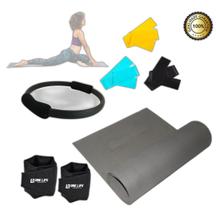 Kit Yoga Pilates Anel + Tapete + Kit Faixa + Caneleira 1 Kg