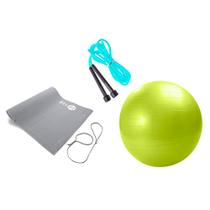 Kit Yoga Pilates Com Bola 55cm, Corda E Tapete Belfix