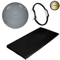 Kit Yoga Pilates Funcional Com Bola 55 + Anel E Colchonete