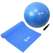Kit Yoga Tapete PVC e Bola de Pilates 55 cm suiça Odin Fit