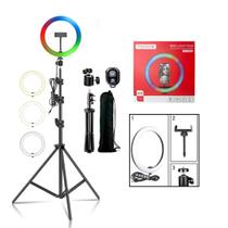 Kit Youtube Ring Light Luz Rgb Colorida 10 Polegadas + Tripé