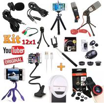 Kit Youtuber 12x1 Lapela Microfone Mesa Profissional + Tripé Celular Smartphone Universal + Flash Bastão Kit Lentes Kit Youtuber 12x1 Lapela Microfone Mesa Profissional + Tripé Celular Smartphone Universal + Flash Bastão Kit Lentes