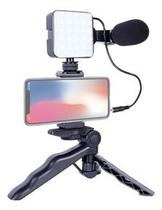 Kit Youtuber 5 Em 1 Tripé Estabilizador De Mão Microfone Cel