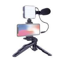 Kit Youtuber 5 em 1 Tripé Estabilizador de Mão Microfone Celular Gravação De Vídeo