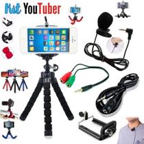 Kit Youtuber 8 - Mini Tripe para Smartphone + Microfone Lapela + Cabo Adaptador + Cabo Extensor ( 04 produtos ) - MKB