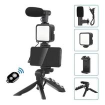 Kit Youtuber Celular Ou Camera Led Live Gravação Microfone E