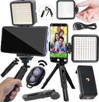 Kit Youtuber Completo Tripé de Câmera + Luz Led Iluminador Flash Painel Celular Selfie Gravar Vídeo Blogueira Vlog Live