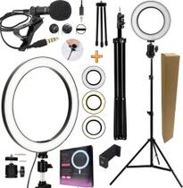 Kit Youtuber Microfone De Lapela Celular Tripé 2 Metros Iluminador Ring Light Makeup Tiktok Gravação Vídeo Profissional Kit Youtuber Microfone De Lapela Celular Tripé 2 Metros Iluminador Ring Light Makeup Tiktok Gravação Vídeo Profissional