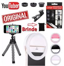 Kit Youtuber Mini Tripé Flexível Celular Universal Câmera + Flash Luz Ring Light + Kit Lentes 3x1 Fisheye Kit Youtuber Mini Tripé Flexível Celular Universal Câmera + Flash Luz Ring Light + Kit Lentes 3x1 Fisheye