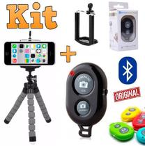 Kit Youtuber Mini Tripé Flexível Para Câmera Celular Universal + Controle Disparador Bluetooth Foto Vídeo