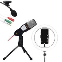 Kit Youtuber Ring Light 26Cm + Microfone De Mesa + Lapela