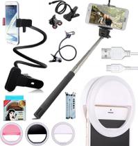 Kit Youtuber Suporte Celular Pescoço De Ganso Pau De Selfie