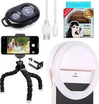 Kit Youtuber Tripé Celular Smartphone Universal + Luz Ring