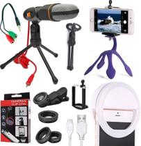 Kit Youtuber Tripé Flexível Suporte Celular + Microfone Cond Kit Youtuber Tripé Flexível Suporte Celular + Microfone Cond