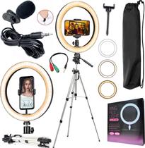 Kit Youtuber Tripé Profissional Microfone Led Ring Light