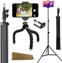 Kit Youtuber Tripé Profissional Pedestal + Suporte Celular